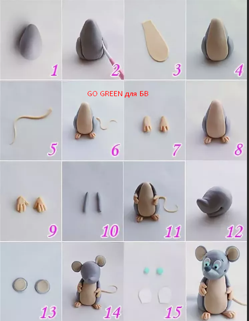 детали мыши из пластилина